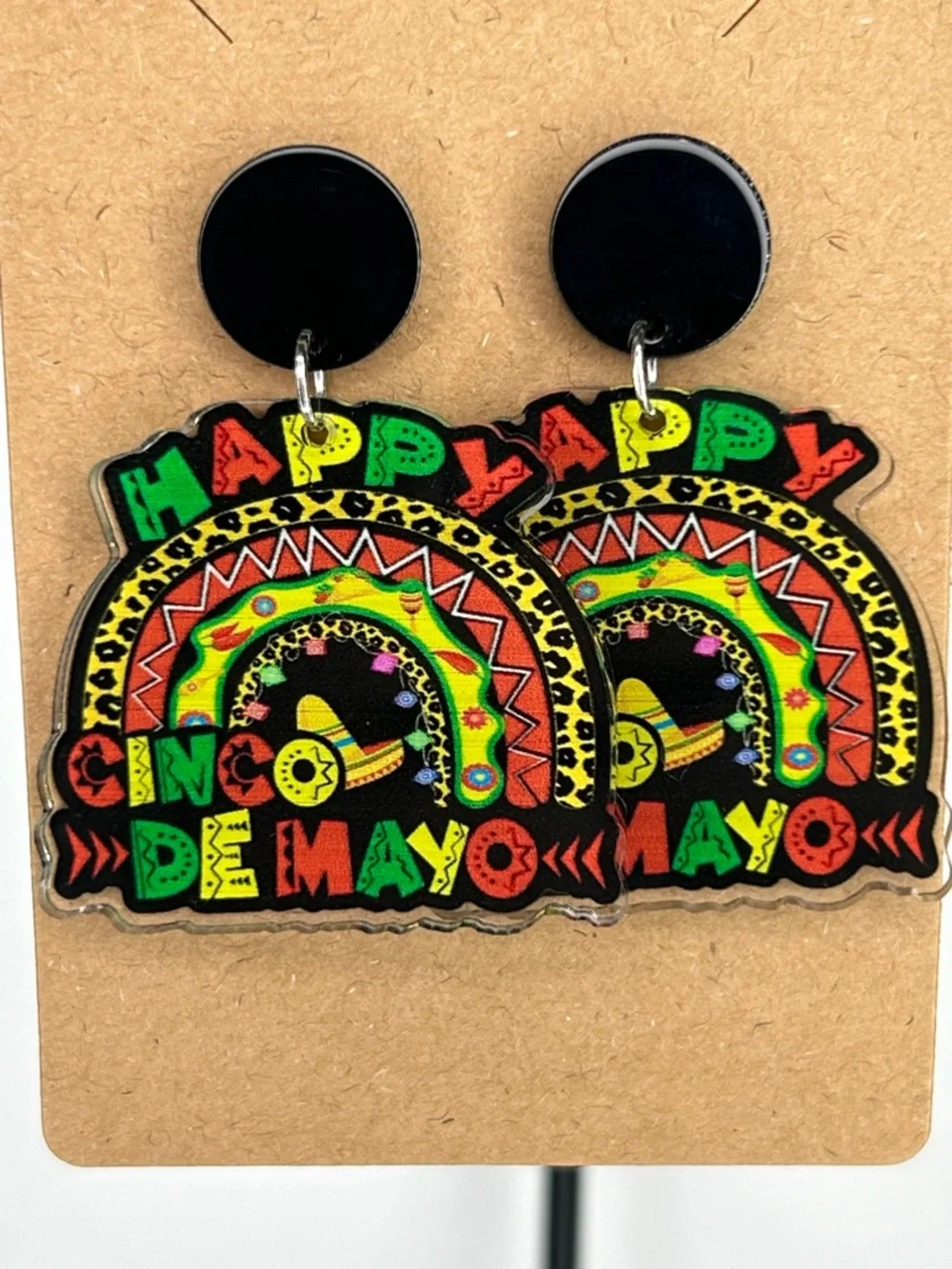 Happy Cinco de Mayo Colorful Statement Stud Earrings Fashion Jewelry